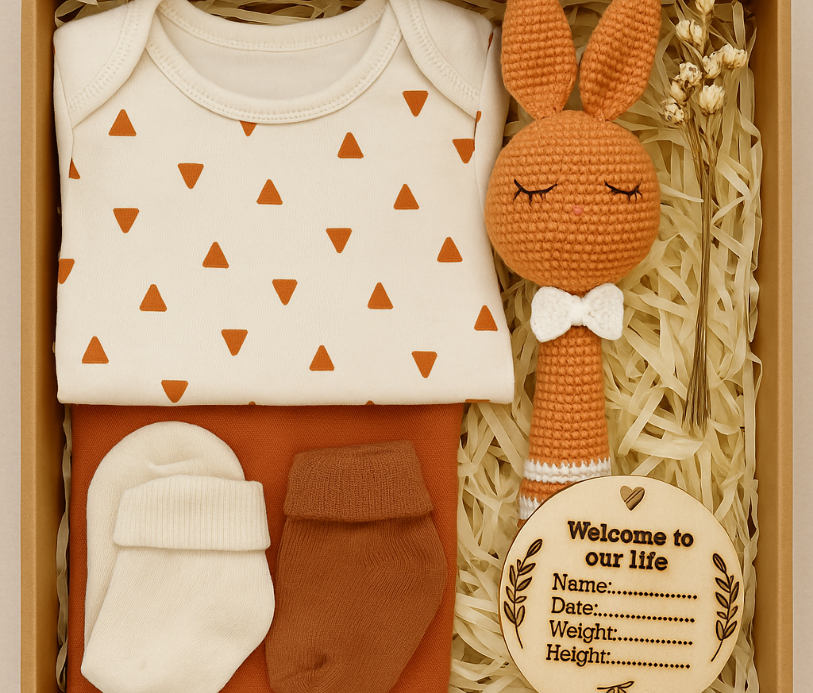 Organik Yeni Doğan Bebek Hediye Kutusu | 5 Parça Özel Set