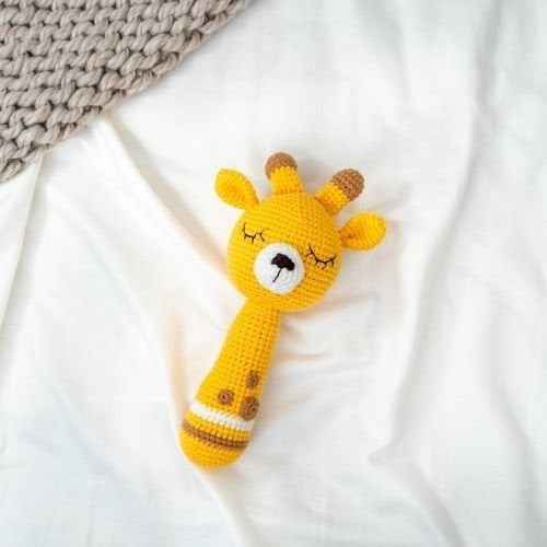Organik Amigurumi Çeşitli Hayvan Figürlü Çıngırak- Özel Hediye Paketinde