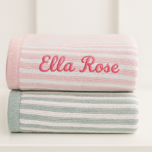 Organik Pamuklu Nakışlı Bebek Battaniyesi – 80x110 cm